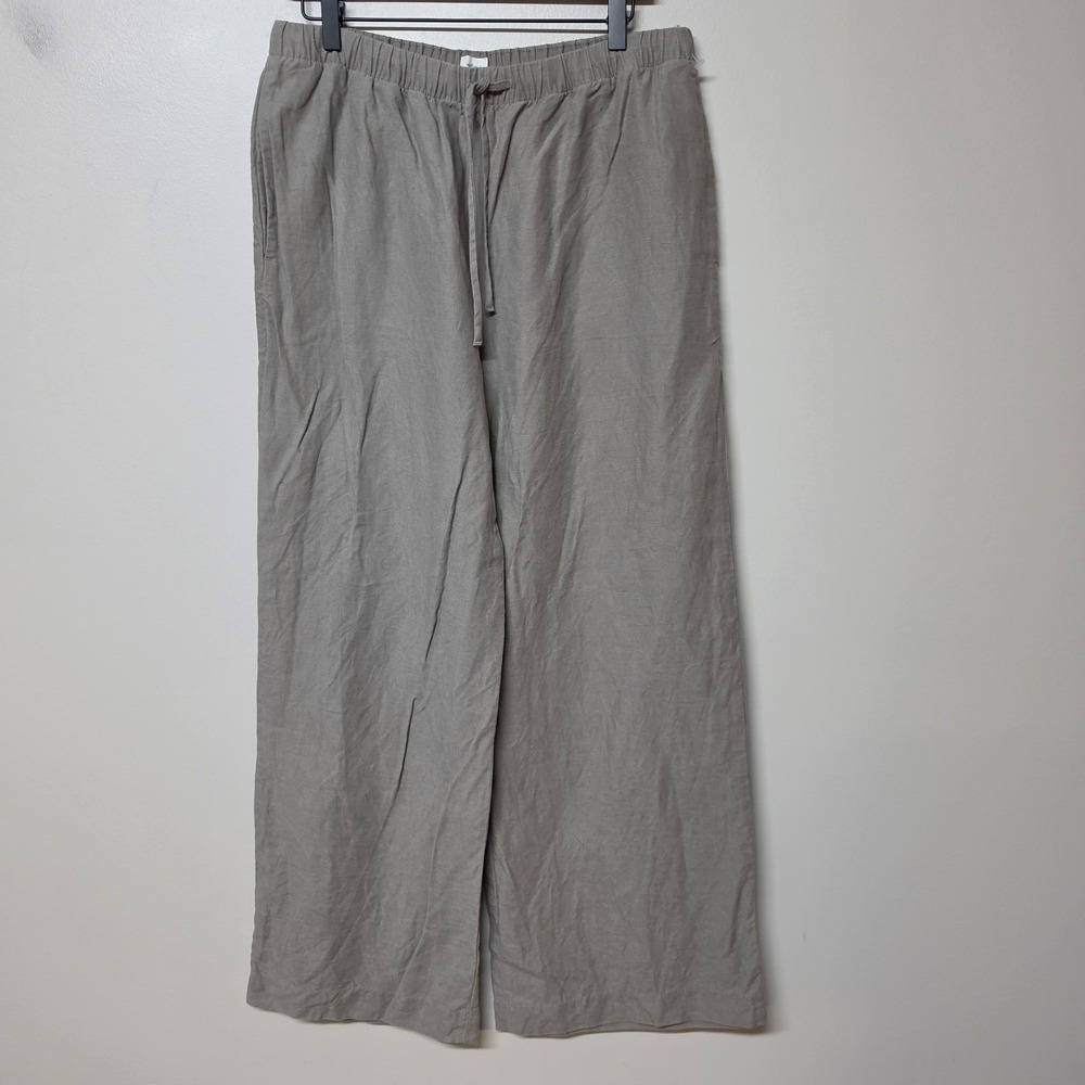 Aritzia Wilfred Womens The Lodge Cruiselinen Khaki Tan Wide Leg Pull On Pants LG